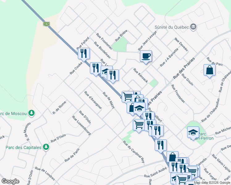 map of restaurants, bars, coffee shops, grocery stores, and more near 994 Boulevard Thibeau in Trois-Rivières