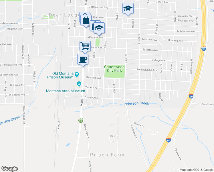 map of restaurants, bars, coffee shops, grocery stores, and more near 1013 5th Street in Deer Lodge