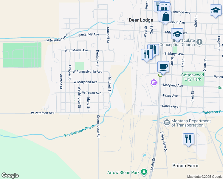 map of restaurants, bars, coffee shops, grocery stores, and more near 1000-1032 Mitchell Street in Deer Lodge