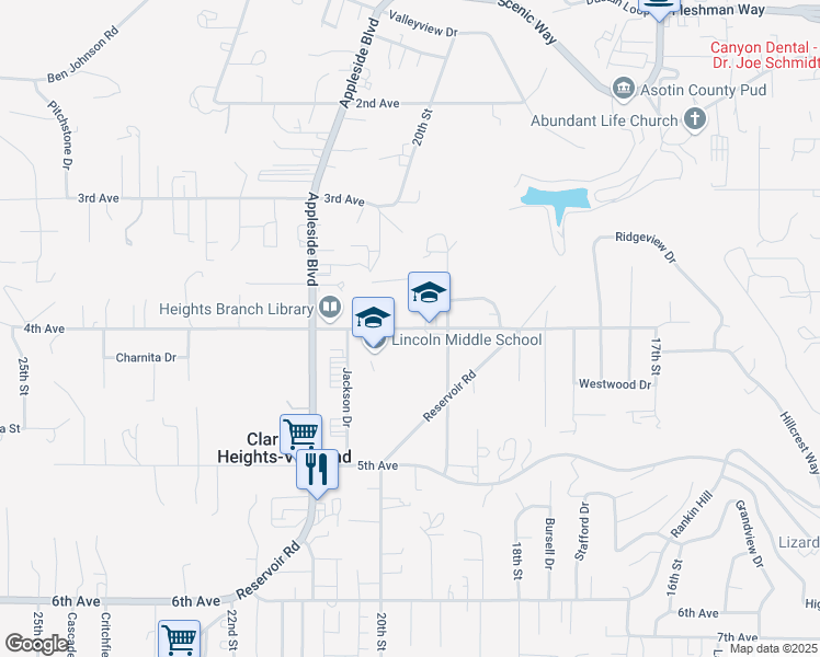 map of restaurants, bars, coffee shops, grocery stores, and more near 1945 4th Avenue in Clarkston