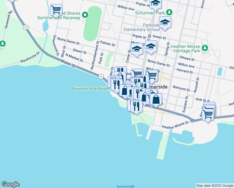 map of restaurants, bars, coffee shops, grocery stores, and more near 368 Prince Edward Island 11 in Summerside