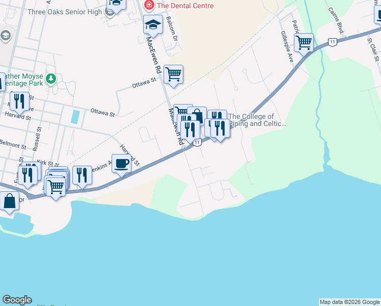 map of restaurants, bars, coffee shops, grocery stores, and more near in Summerside