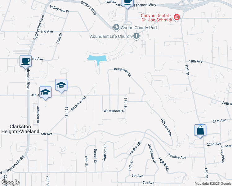 map of restaurants, bars, coffee shops, grocery stores, and more near 2392 Shelley Lane in Clarkston