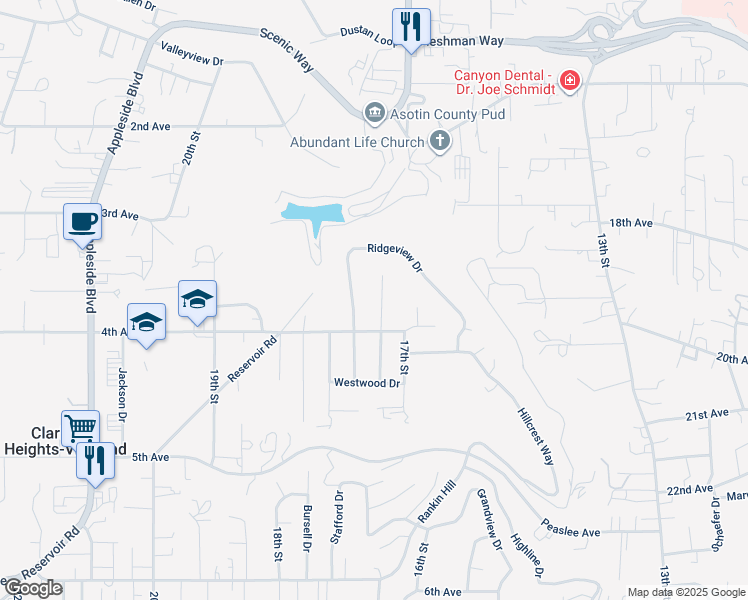 map of restaurants, bars, coffee shops, grocery stores, and more near 2392 Shelley Lane in Clarkston