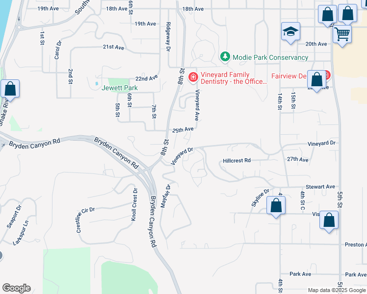 map of restaurants, bars, coffee shops, grocery stores, and more near 2518 Valley View Court in Lewiston