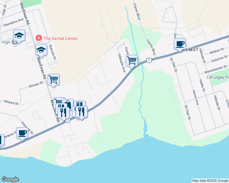 map of restaurants, bars, coffee shops, grocery stores, and more near 653 Water Street East in Summerside