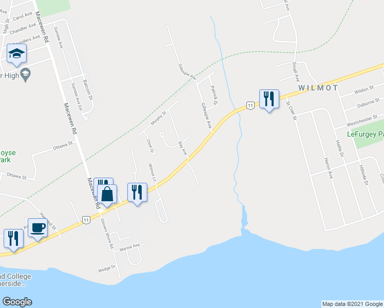 map of restaurants, bars, coffee shops, grocery stores, and more near 653 Water Street East in Summerside