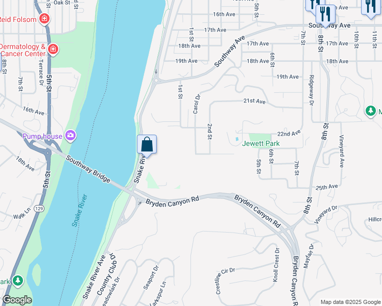 map of restaurants, bars, coffee shops, grocery stores, and more near 2250 Carol Drive in Lewiston