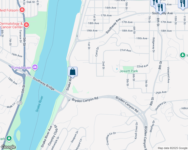 map of restaurants, bars, coffee shops, grocery stores, and more near 2250 Carol Drive in Lewiston