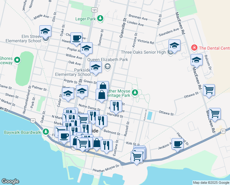 map of restaurants, bars, coffee shops, grocery stores, and more near 181 Carvell Street in Summerside