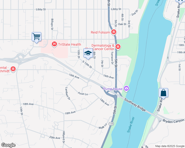 map of restaurants, bars, coffee shops, grocery stores, and more near 727 16th Avenue in Clarkston
