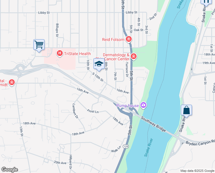 map of restaurants, bars, coffee shops, grocery stores, and more near 727 16th Avenue in Clarkston