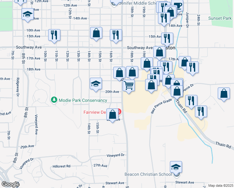 map of restaurants, bars, coffee shops, grocery stores, and more near 1618 20th Avenue in Lewiston