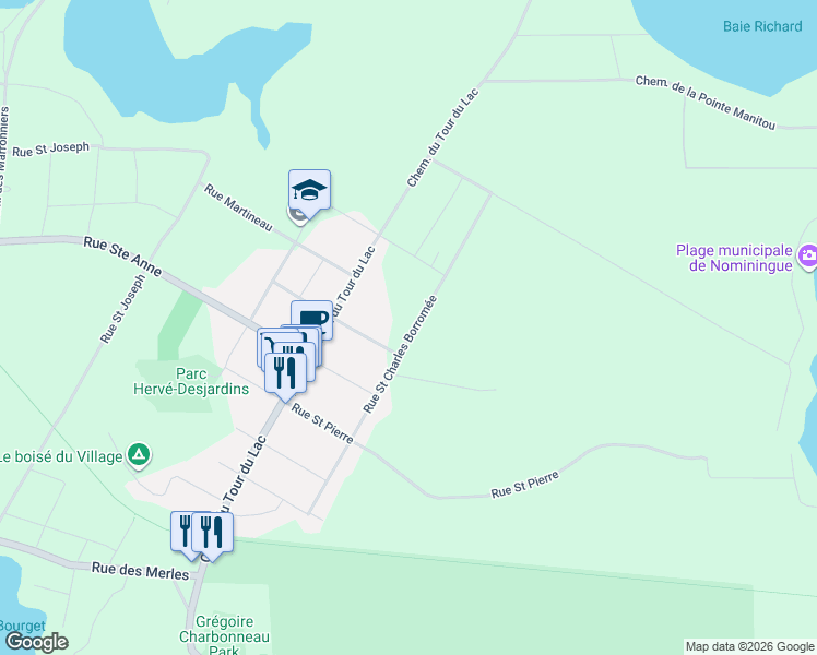 map of restaurants, bars, coffee shops, grocery stores, and more near 2269 Rue Saint Charles Borromée in Nominingue