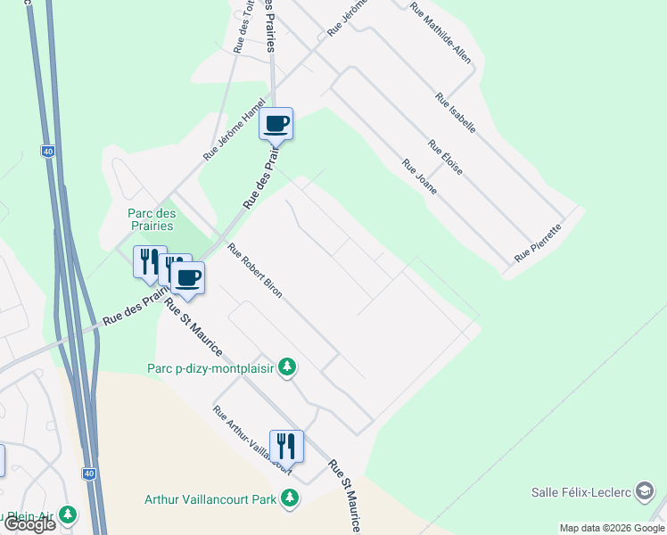map of restaurants, bars, coffee shops, grocery stores, and more near 4055 Rue Madeleine Roy in Trois-Riviã¨Res