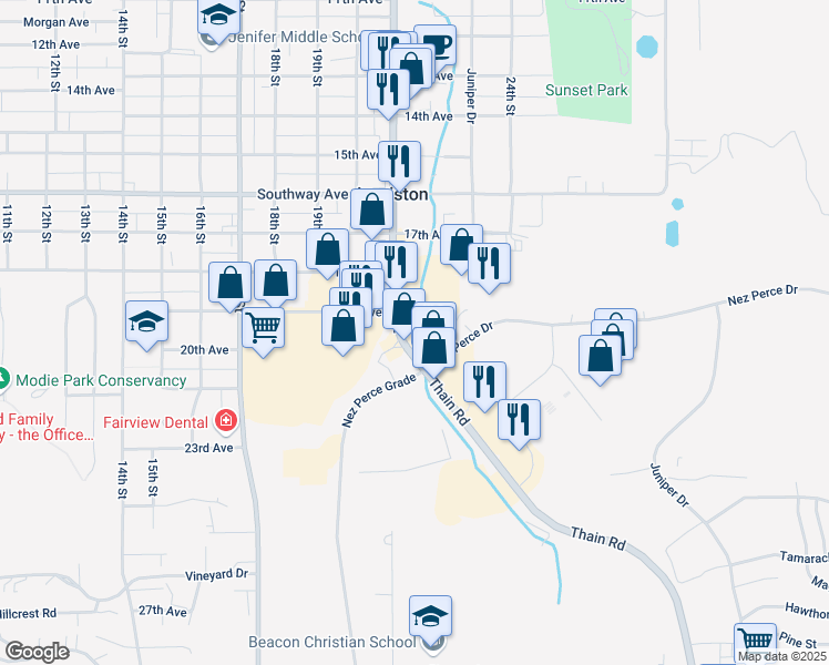 map of restaurants, bars, coffee shops, grocery stores, and more near in Lewiston