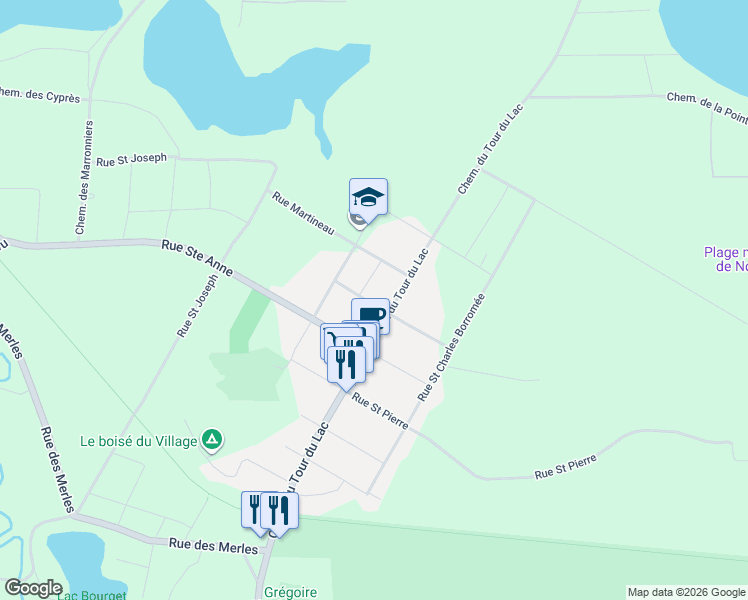 map of restaurants, bars, coffee shops, grocery stores, and more near 226 Rue Monseigneur Noiseux in Nominingue
