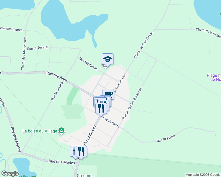 map of restaurants, bars, coffee shops, grocery stores, and more near 226 Rue Monseigneur Noiseux in Nominingue