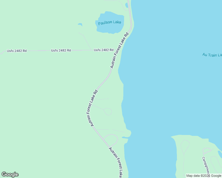 map of restaurants, bars, coffee shops, grocery stores, and more near 6806 Autrain Forest Lake Road in Au Train