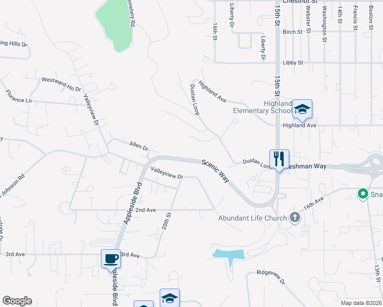 map of restaurants, bars, coffee shops, grocery stores, and more near 1141 Vineland Drive in Clarkston
