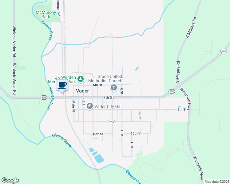map of restaurants, bars, coffee shops, grocery stores, and more near 618 D Street in Vader