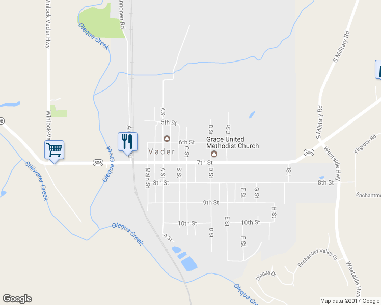map of restaurants, bars, coffee shops, grocery stores, and more near 618 C Street in Vader