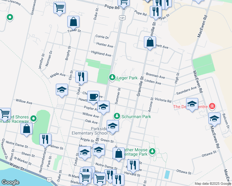 map of restaurants, bars, coffee shops, grocery stores, and more near 310 Summer Street in Summerside