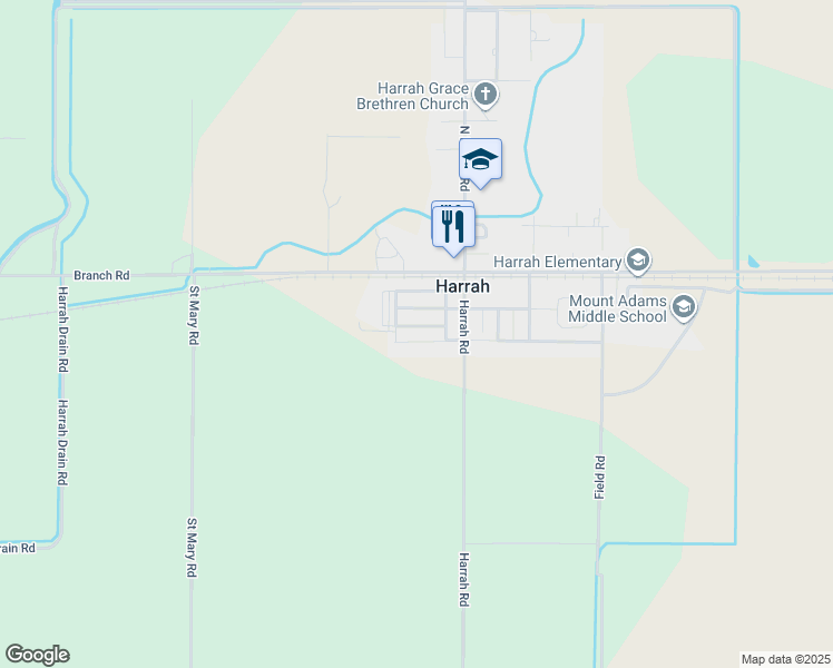 map of restaurants, bars, coffee shops, grocery stores, and more near 120 Mauch Alley Street in Harrah