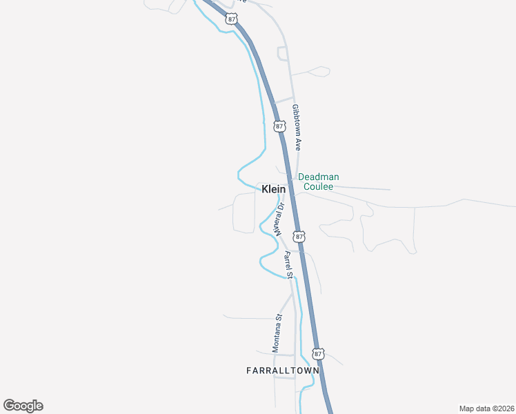 map of restaurants, bars, coffee shops, grocery stores, and more near 21 Klein Road in Roundup