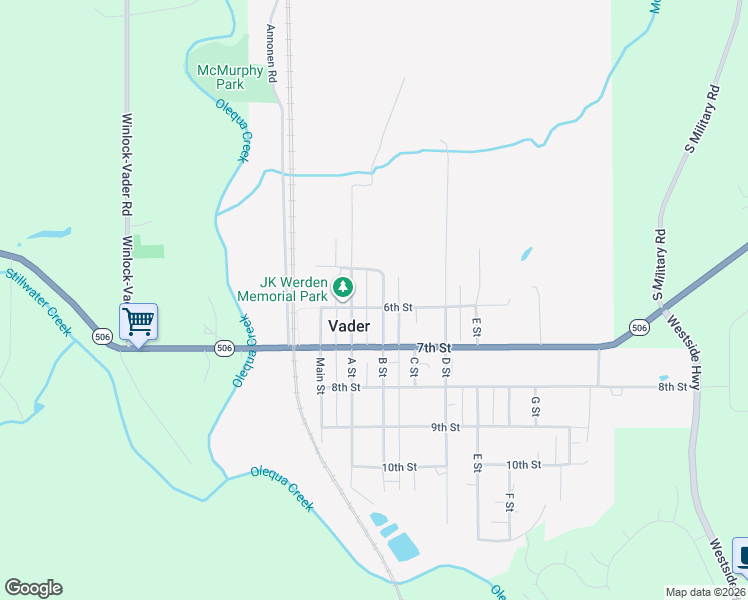 map of restaurants, bars, coffee shops, grocery stores, and more near 324 6th Street in Vader