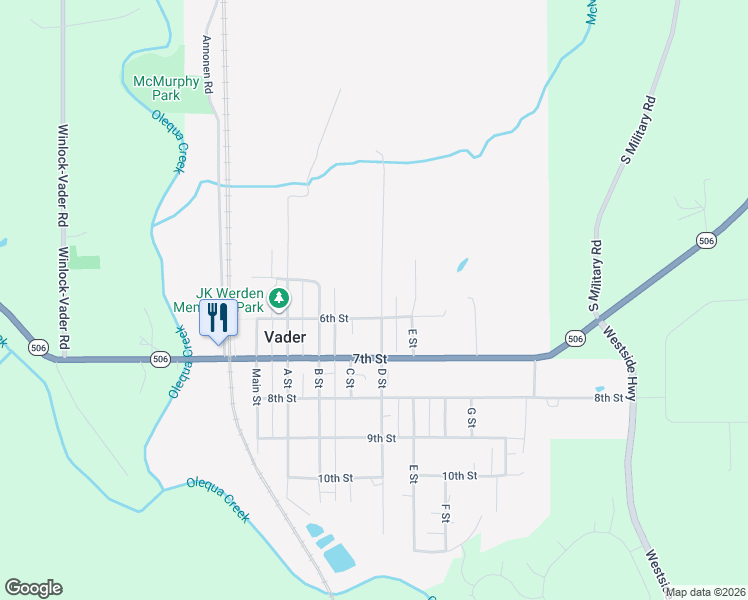 map of restaurants, bars, coffee shops, grocery stores, and more near 516 D Street in Vader