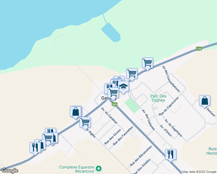 map of restaurants, bars, coffee shops, grocery stores, and more near 1950 Boulevard Bécancour in Bécancour