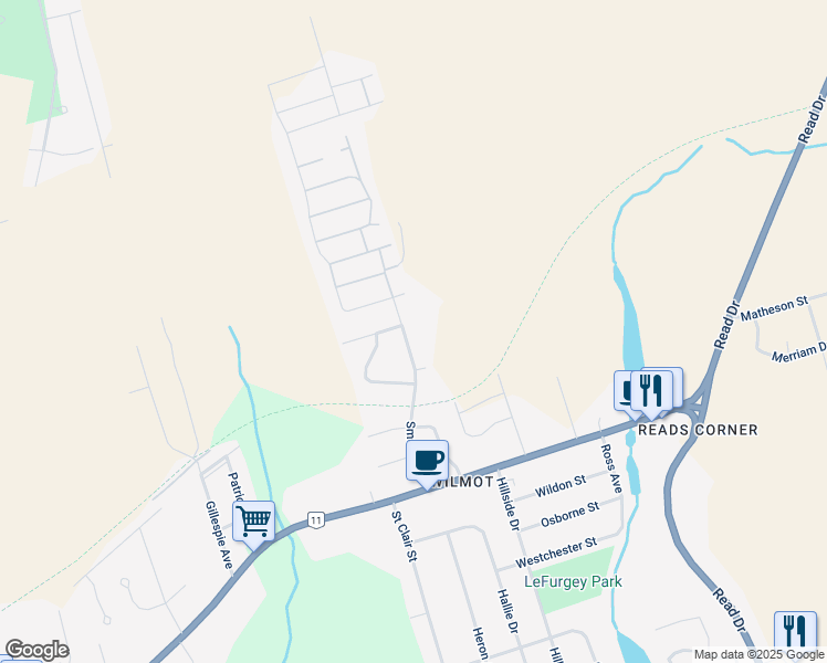 map of restaurants, bars, coffee shops, grocery stores, and more near 123 Small Avenue in Summerside