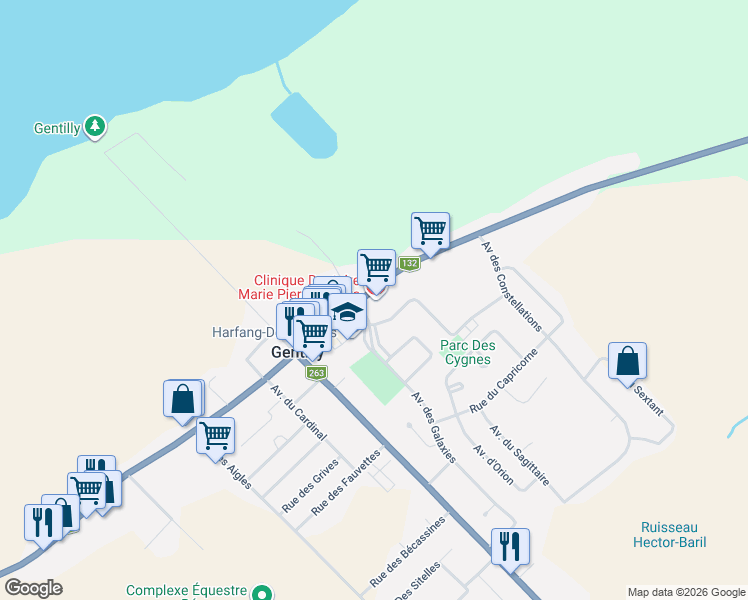 map of restaurants, bars, coffee shops, grocery stores, and more near 1485 Boulevard Bécancour in Bécancour