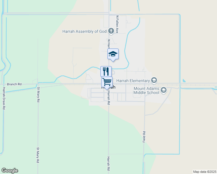 map of restaurants, bars, coffee shops, grocery stores, and more near in Harrah