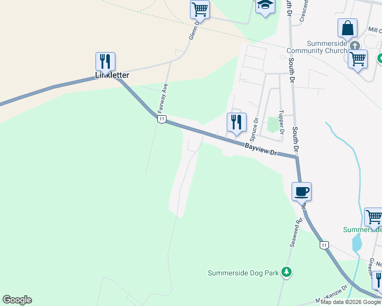 map of restaurants, bars, coffee shops, grocery stores, and more near 1367 Prince Edward Island 11 in Summerside