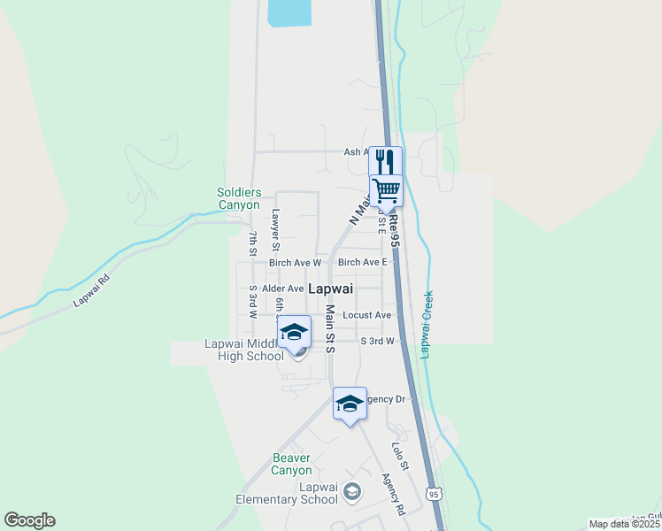 map of restaurants, bars, coffee shops, grocery stores, and more near in Lapwai