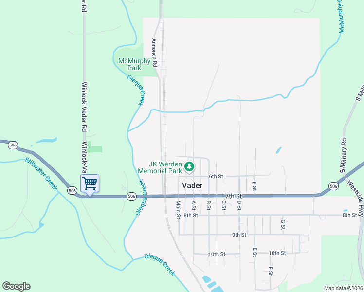 map of restaurants, bars, coffee shops, grocery stores, and more near 405 A Street in Vader