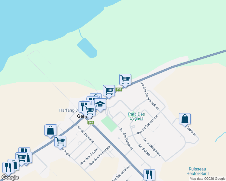 map of restaurants, bars, coffee shops, grocery stores, and more near 1400 Boulevard Bécancour in Bécancour