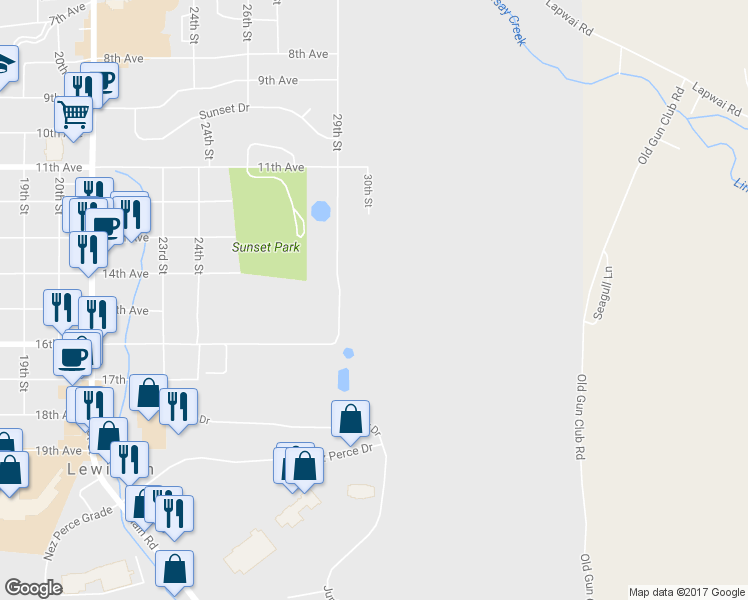 map of restaurants, bars, coffee shops, grocery stores, and more near 1429 29th Street in Lewiston