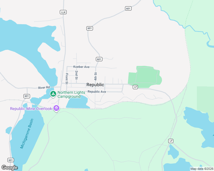 map of restaurants, bars, coffee shops, grocery stores, and more near 101 6th Street in Marquette County