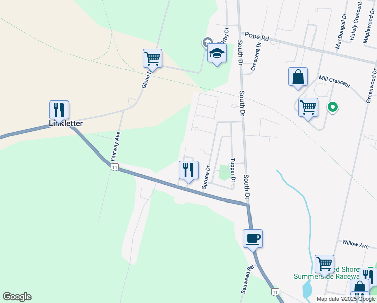 map of restaurants, bars, coffee shops, grocery stores, and more near 49 Linkletter Estates in Summerside