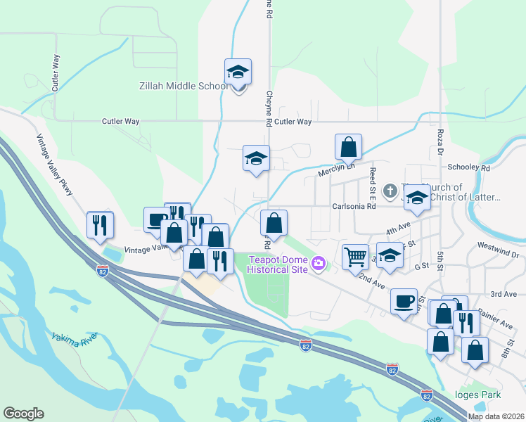 map of restaurants, bars, coffee shops, grocery stores, and more near 176-198 Cheyne Road in Zillah