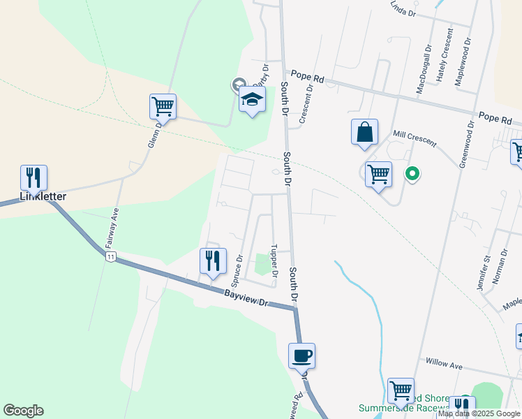 map of restaurants, bars, coffee shops, grocery stores, and more near 33 Macdonald Crescent in Summerside