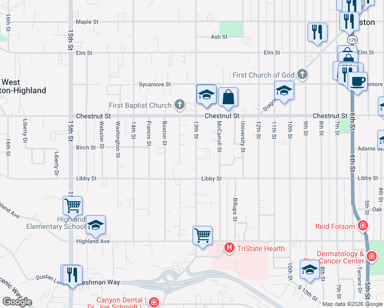 map of restaurants, bars, coffee shops, grocery stores, and more near in Clarkston