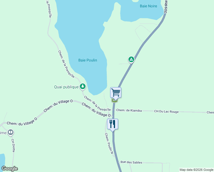 map of restaurants, bars, coffee shops, grocery stores, and more near 50 Chemin Dufour in Laurentides