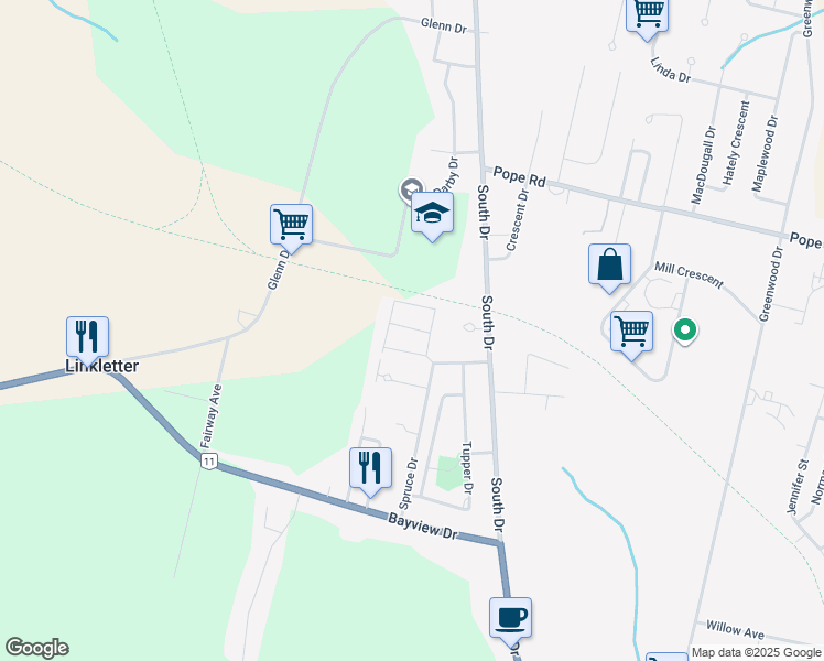 map of restaurants, bars, coffee shops, grocery stores, and more near 82 Evergreen Village in Summerside