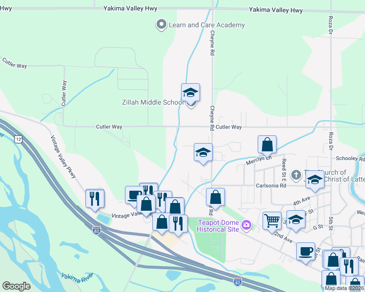map of restaurants, bars, coffee shops, grocery stores, and more near West Northstone Parkway in Zillah