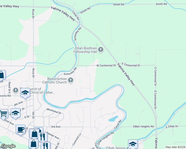 map of restaurants, bars, coffee shops, grocery stores, and more near 91 Alteejen Rd in Zillah