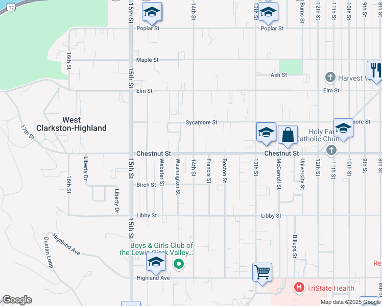 map of restaurants, bars, coffee shops, grocery stores, and more near in West Clarkston-Highland